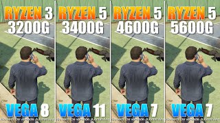 Ryzen 3 3200G vs Ryzen 5 3400G vs Ryzen 5 4600G vs Ryzen 5 5600G  Test in 5 Games [upl. by Aldred]