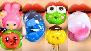 asmr SLIMY CUTE TAPIOCA PEARL BOBA WATER BOMBS RAINBOW SATISFYING eating sounds [upl. by Banquer]