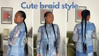 2 BRAIDS WITH CURLY ENDS  SUPER CUTE PROTECTIVE HAIRSTYLE [upl. by Madge]