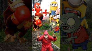 Knuckles And Donkey Kong  Minion And Zombie  Cartoon animation [upl. by Jann507]