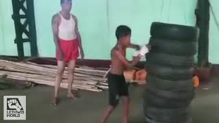 Young Lethwei Fighter training old school [upl. by Nahgeem]