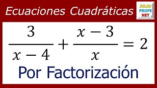 ECUACIONES CUADRÁTICAS POR FACTORIZACIÓN  Ejercicio 3 [upl. by Elleniad]