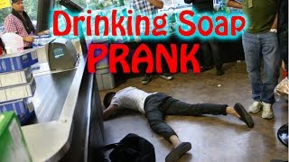 Drinking Soap Detergent Prank  Public Prank 2016 Funny [upl. by Ahsiki]