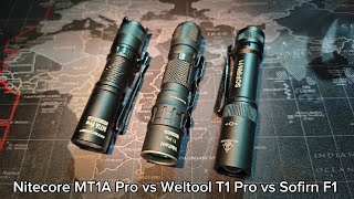 Nitecore MT1A Pro Tac vs Weltool T1 Pro vs Sofirn F1  Beamshots at Four Story Building Range 25m [upl. by Annawek815]