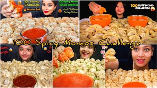 Eating Food Asmr  So Spicy 🥵 100 Momos Eating Challenge  Indian Mukbang Show  Fast Eating [upl. by Aitnis]