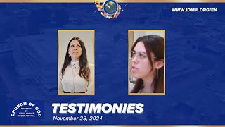 Testimonies – November 28 2024  CGMJCI [upl. by Casandra792]