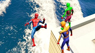 Rainbow SpooderMan Fuuny Parkour Water Fails In GTA 5 Spiderman Parkour Jumps amp Parkour Fais [upl. by Cha]