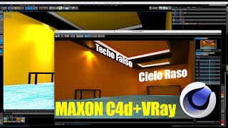 Cómo hacer cielo raso techo falso con iluminación interior  c4dvray [upl. by Acinnod]