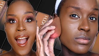 Huda Beauty Faux Filter Foundation Review  First Impressions  Shade Nutmeg 520G  Dark Skin [upl. by Uke]