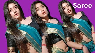 2024 New Saree Reels Saree Tiktok Hot Saree Navel Kerala Marathi Tamil Telugu Bhojpuri new viral [upl. by Llertak]