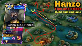 TOP GLOBAL HANZO ROTATION AUTO WINSTREAK hanzo best build and emblem 2024  MLBB [upl. by Ayital]