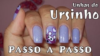 Como Fazer Unha Decorada  Ursinho [upl. by Cleve]