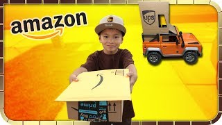 UPS Delivers AMAZON Package Kids Pretend Play [upl. by Abbottson]