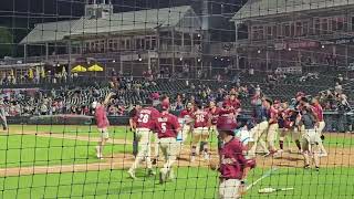 Josh Hatcher Walk off home run celebration 42724 Frisco Roughriders vs Amarillo sod Poodles [upl. by Aicilanna869]