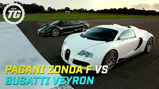 Pagani Zonda F vs Bugatti Veyron Drag Race  Top Gear  BBC [upl. by Legge]