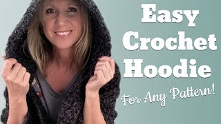 How to Add a Crochet Hoodie to Any Pattern EASY  Crochet Hooded Pocket Shawl [upl. by Worth763]