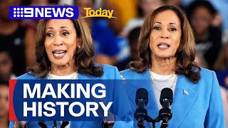 Kamala Harris making history at Democratic National Convention  9 News Australia [upl. by Lrat372]