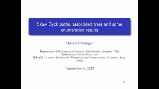 ICECA2023  Helmut Prodinger  International Conference on Enumerative Combinatorics amp Applications [upl. by Notneiuq]