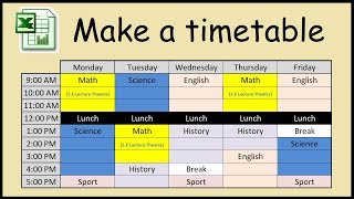 How to make a timetable in Excel [upl. by Affer]