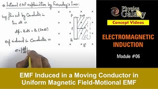 Class 12 Physics  6 EMF Induced in a Moving Conductor in Uniform Magnetic FieldMotional EMF [upl. by Septima]