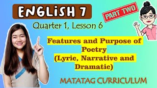 Purpose and Features of Poetry  GRADE 7  MATATAG CURRICULUM VIDEO LESSON  QUARTER 1  LESSON 6 [upl. by Aronoff]