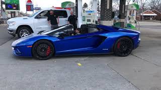 Lamborghini Aventador S Roadster Start Up Rev and Take Off [upl. by Subir]