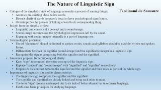 Ferdinand de Saussures quotThe Nature of Linguistic Signquot Summary [upl. by Friedland]