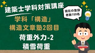 建築士学科対策講座「構造文章塾」2回目 「荷重、外力2」 LIVE講座 1級建築士試験 学習を生活の一部に！ 丸覚えでは無くなぜそうなるかを分かりやすく解説 アーカイブあり [upl. by Holmun]