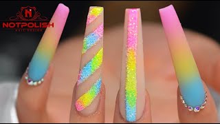 COLORFUL OMBRE ACRYLIC NAILS I GLITTER EFFECTS I LONG COFFIN NAILS I 2020 DESIGNS I NOTPOLISH ARTS [upl. by Cousin313]