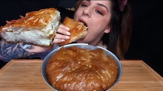 Galaktoboureko  Mukbang Cream n Phyllo  Syrup  Böreği [upl. by Wolpert]