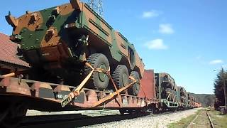 Trem Militar Exército Brasileiro e Rumo com Blindados Guarani  Ferrovia Curitiba  Paranaguá [upl. by Rimhsak]