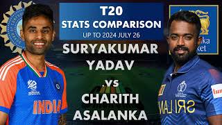 Suryakumar Yadav vs Charith Asalanka T20I Stats 2024 IND vs SL compare cricket sl ind live [upl. by Esirec]